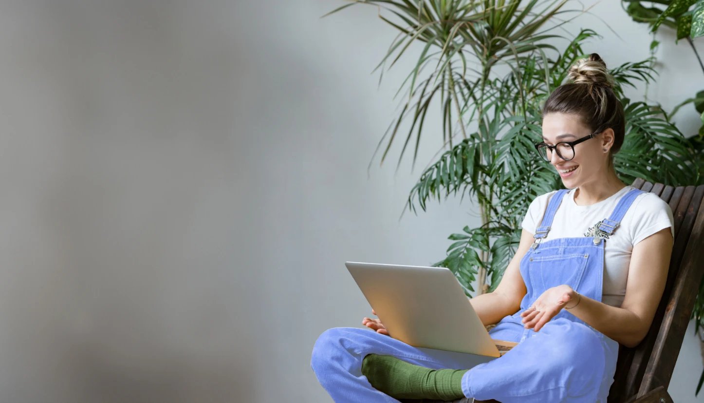 girl sitting while working